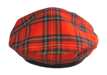 赤タータンチェックベレー帽子
